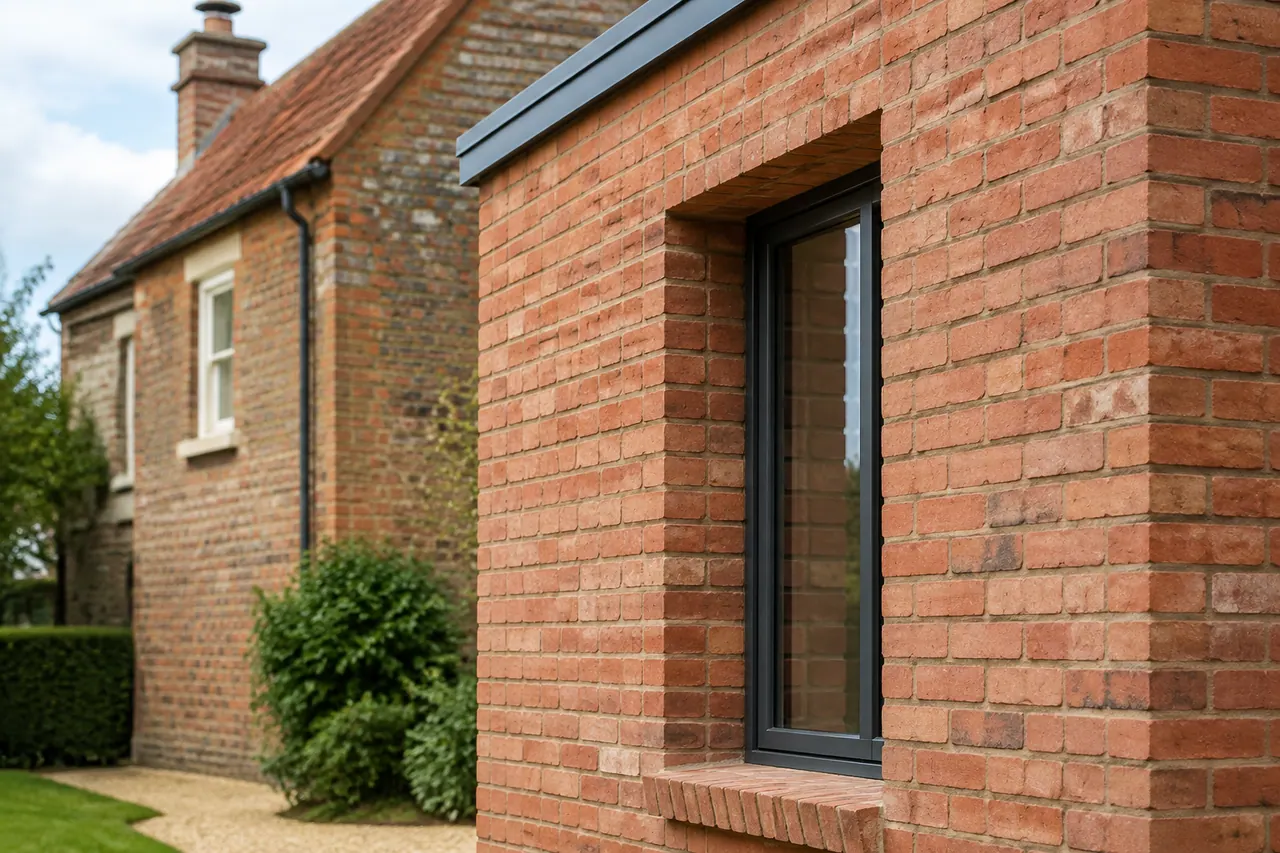 Facing brickwork and detailed window reveal