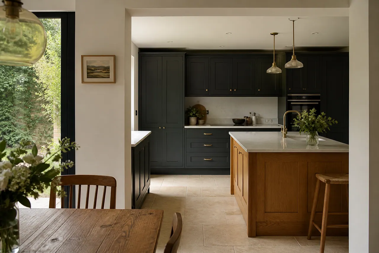 Fitted kitchen within a completed home extension