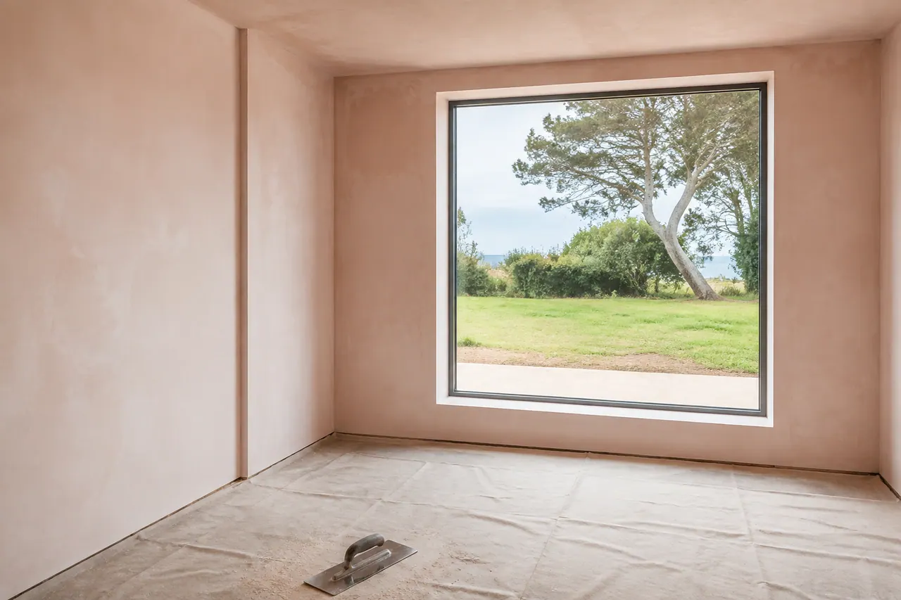 Newly plastered room ready for later decoration