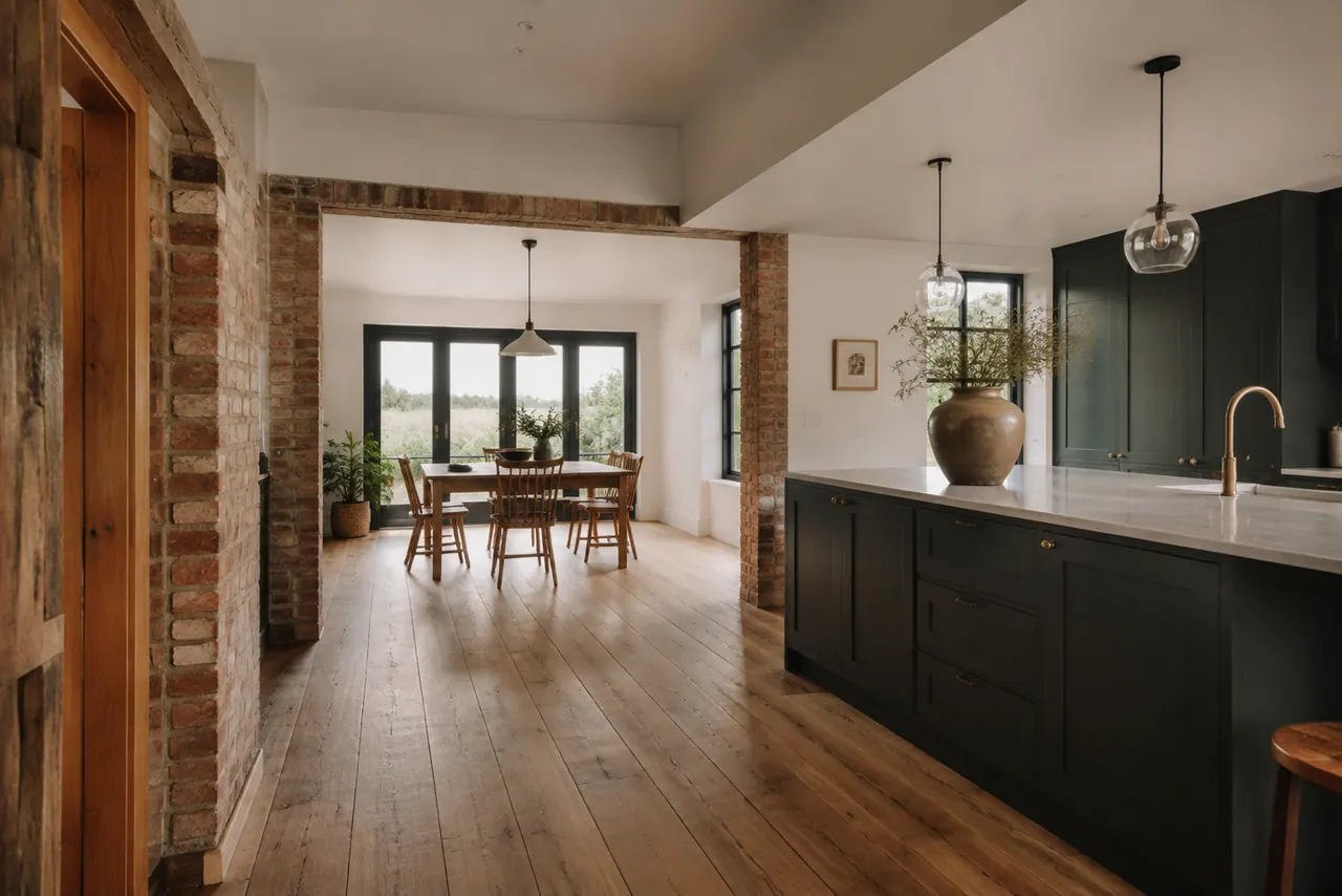 Renovated home with retained brick reveals and an open kitchen